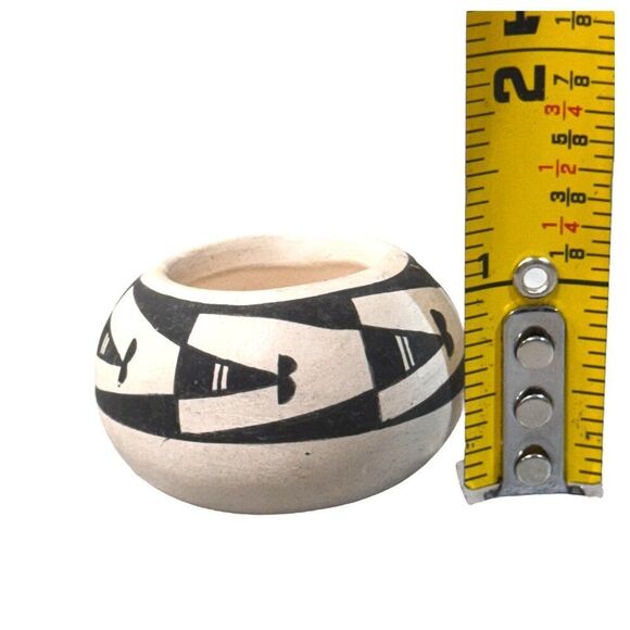 Vtg Acoma H. Bradley Mini Native American Pottery Bowl Planter Geometric Design - Picture 6 of 6